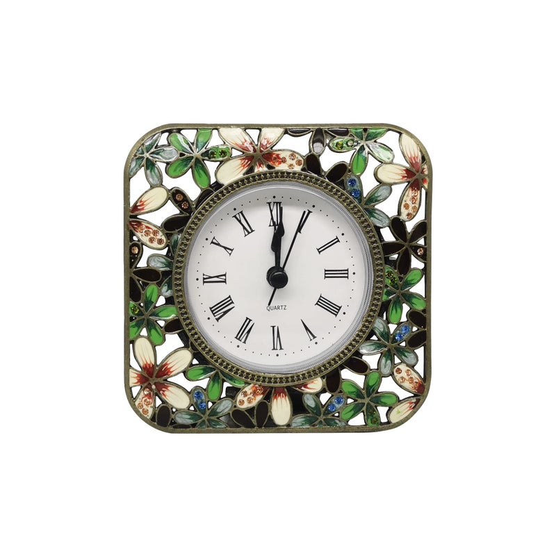 Pewery Decorative Mini Table Clock  Vintage Metal Silent Analog Clock Quartz Battery Operated Table Top Clock for Living Room Decor Shelf - Image 1
